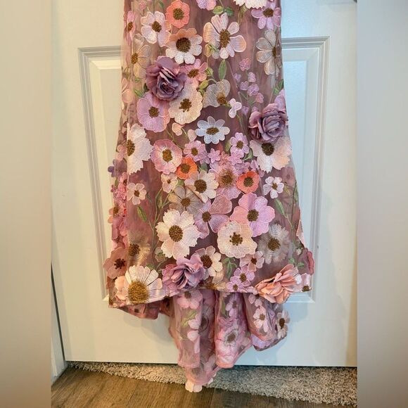 NWOT Bronx and Banco Jasmine Gown in Pastel Pink Multi Floral Strapless - Picture 11 of 16